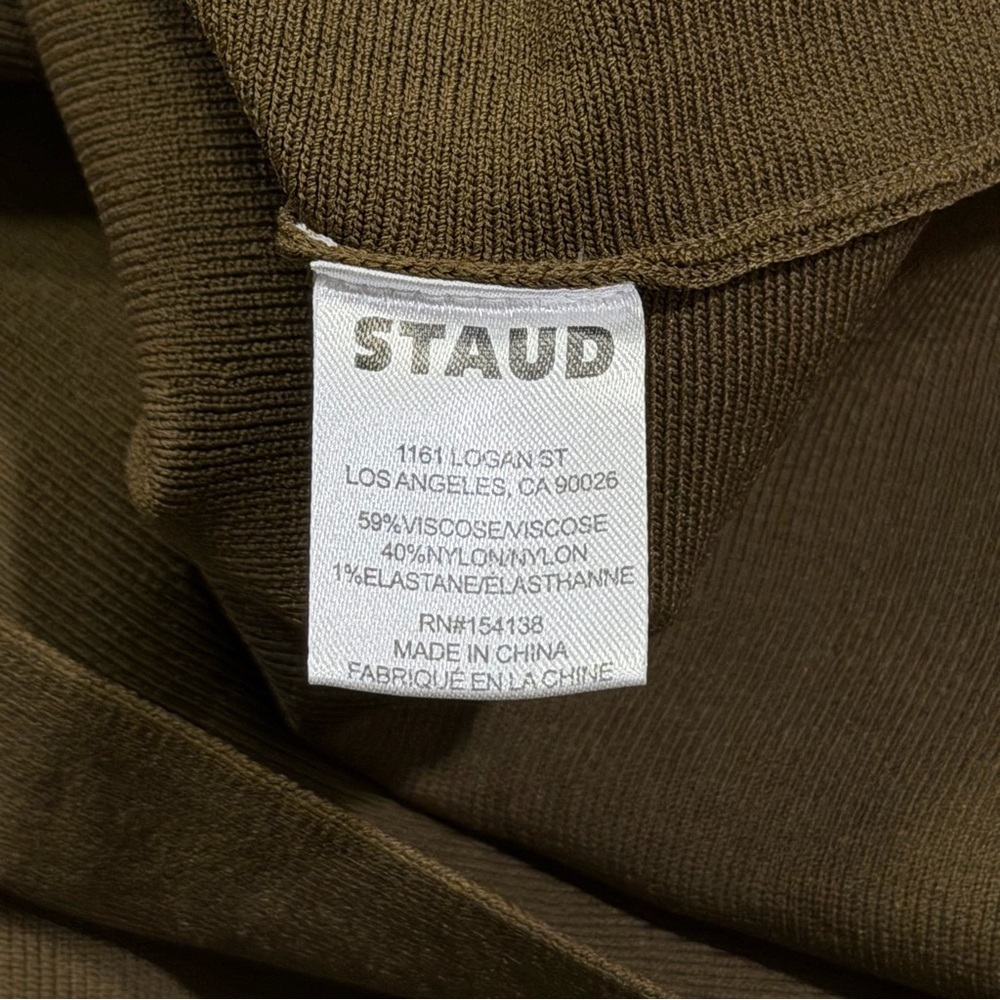 Staud NWT Size XS Sergeant Green Deora Knit Fit & Flare Long Sleeve Mini Dress - Picture 5 of 8